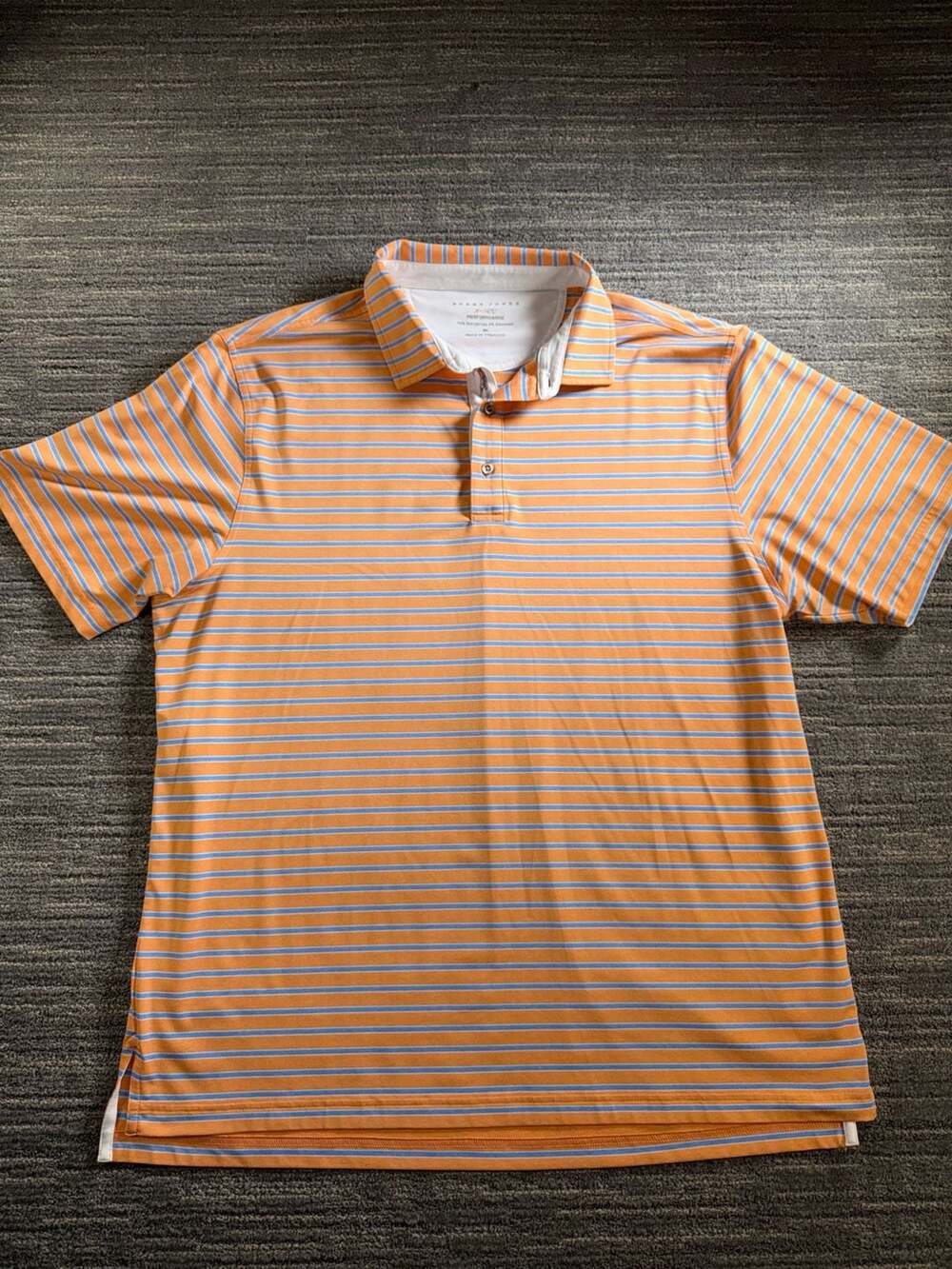 Bobby Jones X-H2O Performance Orange & Blue Striped Golf Polo Shirt, Size XL
